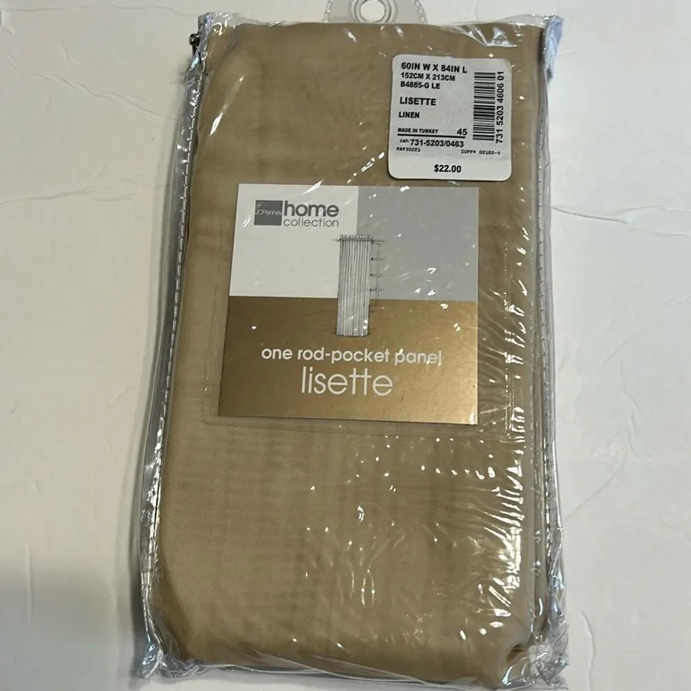 JCPenney Home Collection Lisette One Rod Pocket Panel Curtain Tan Nude 60 X 84